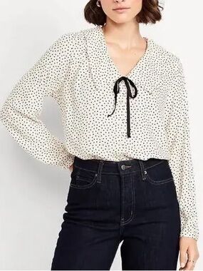 Old Navy polka dot top with velvet bow size 2x nwt